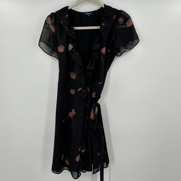 Madewell Georgette Ruffle Wrap Mini Dress in Aster Portrait Sz XS - Picture 1 of 4